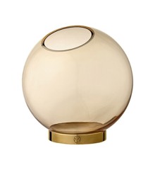 AYTM - GLOBE vase with stand, Ø21cm - Amber/Gold