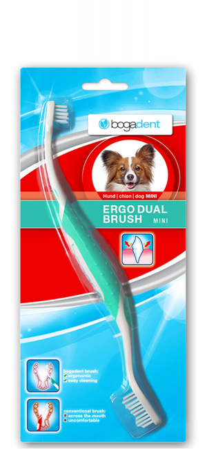 BogaDent - Hund Ergonomisk dobbelt tandbørste mini 1stk