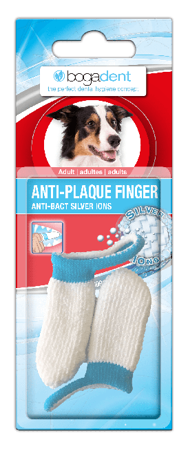 Bogadent - Anti-Plaque - Med sølv ion teknologi - fingertandbørste hund 2stk