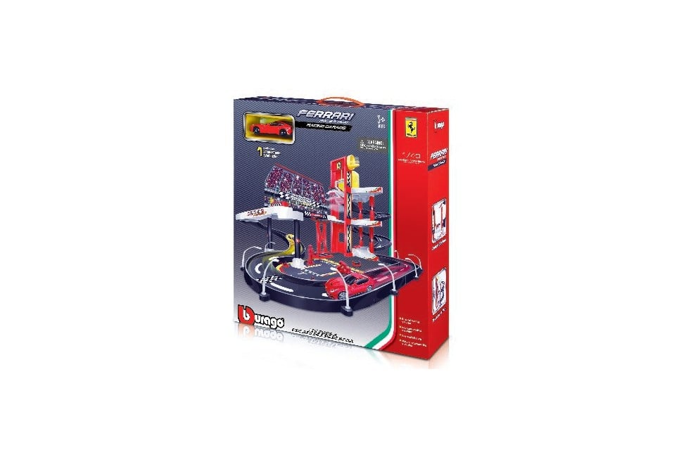 Burago - Ferrari Racer Parkeringshus inkl. 1 Bil 1:43