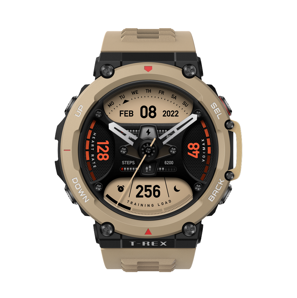 Amazfit T-Rex 2 - Smartwatch - Desert Khaki - Elektronikk