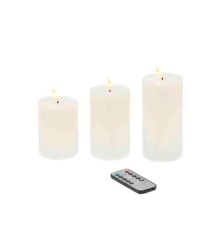 Celebrate - 3 pcs - LED candle w. remote control - White Wax (28063)