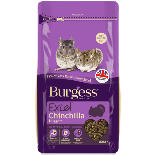 Burgess -Chinchilla Fuldfoder Nuggets - 1,5 kg (obs bedst før 5/12 -2024)