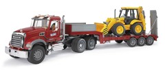 Bruder - Brother MACK granite truck with low-loader and JCB 4CX backhoe loader (02813)