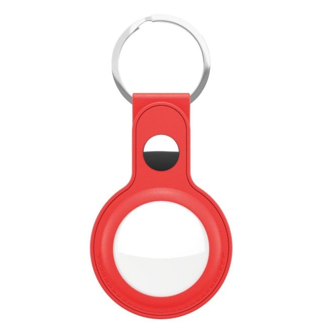 Keybudz -  Leather Keyring for AirTag (Color: Red)