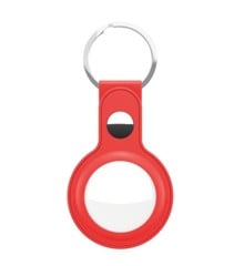 Keybudz -  Leather Keyring for AirTag (Color: Red)