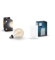 Philips Hue - E27 Filament G125 -  White Ambiance & Dimmer Switch - Bundle
