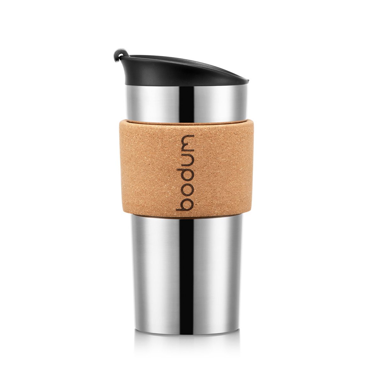 Køb Bodum - Thermo rejsekrus Click-lid, small, 0.35 l - stål - Kork - Cork - Fri