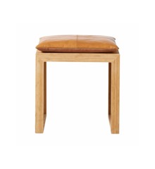 Cinas - Rib Stool - Carbonized bamboo with cushion in Light brown Leather - Bundle