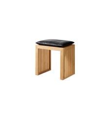 Cinas - Rib Stool - Carbonized bamboo with cushion in Black Leather - Bundle