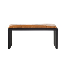 Cinas - Rib Bench 3 seater - Black with cushion in Light brown Leather - Bundle