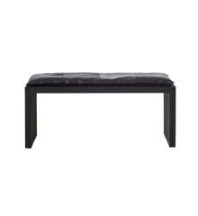 Cinas - Rib Bench 3 seater - Black with cushion in Black Leather - Bundle