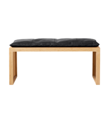 Cinas - Rib Bench 3 seater - Teakwood with cushion in Black Leather - Bundle