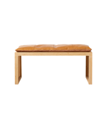 Cinas - Rib Bench 3 seater - Bamboo with cushion in Light brown Leather - Bundle
