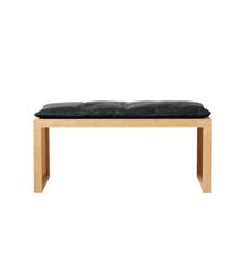 Cinas - Rib Bench 3 seater - Bamboo with cushion in Black Leather - Bundle