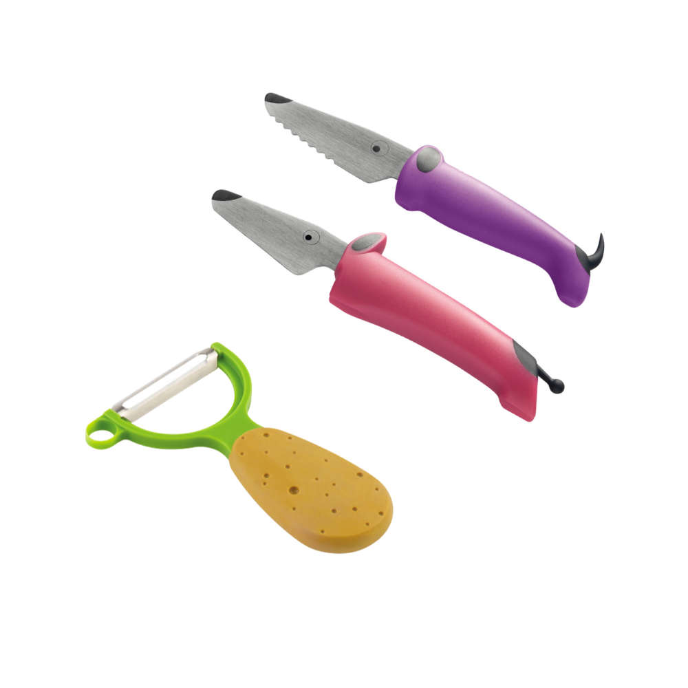 Kinderkitchen - Knife Set Pink/Lilac&Potato Peeler