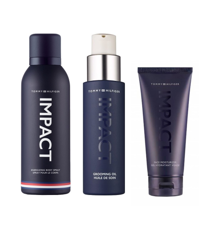 Tommy Hilfiger - Impact Men All Over Body Spray 200 ml + Impact Men Grooming Oil 30 ml + Impact Men Face Moisturizer 100 ml