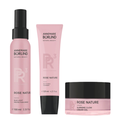 Annemarie Börlind - Rose Nature Supreme Glow Face Cream 50 ml + Rose Nature Blue Light Protection 100 ml + Rose Nature Oil-to-Milk Cleanser 125 ml