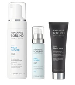 Annemarie Börlind - AquaNature Refreshing Cleansing Mousse 150 ml + AquaNature System Hydro Smoothing Day Cream Light 50 ml + 2 in 1 Black Mask 75 ml