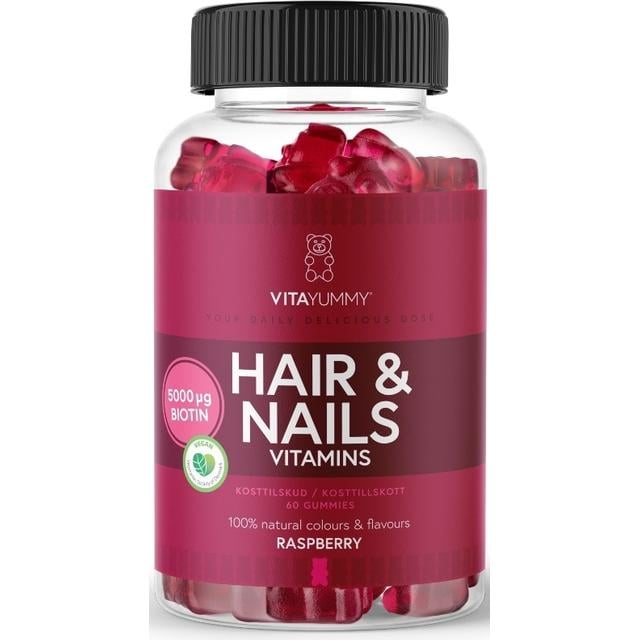 VitaYummy - Hair&Nails Vitaminer Raspberry 60 Pcs - Helse og personlig pleie
