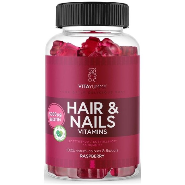 VitaYummy - Hair & Nails Vitaminer Raspberry 60 Pcs