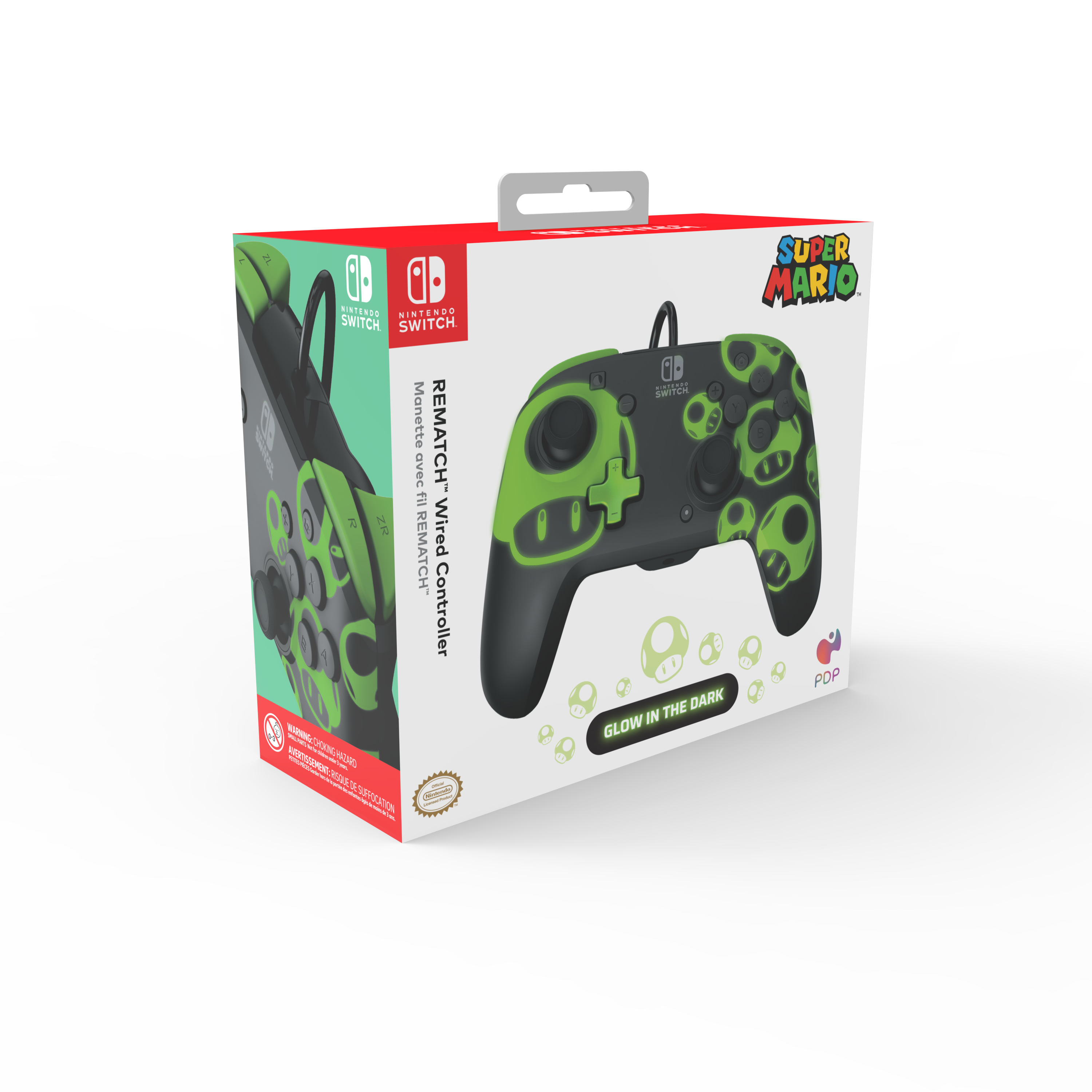 PDP Rematch Wired controller - 1Up Glow In The Dark - Videospill og konsoller