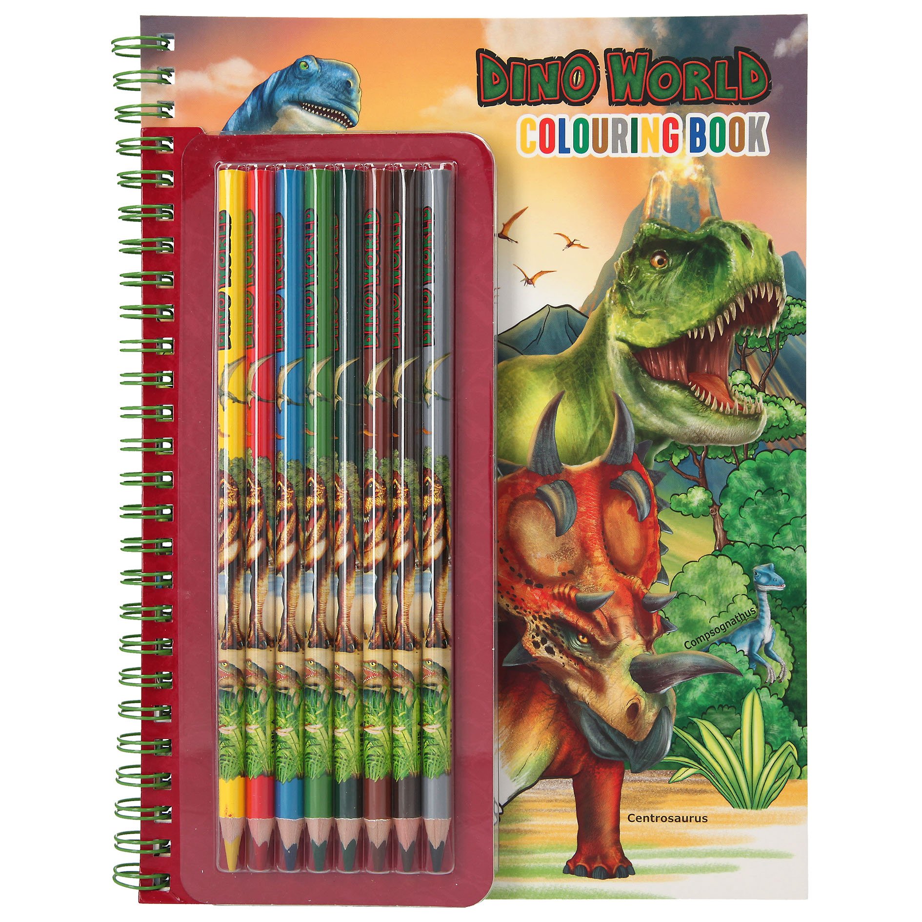 Dino World - Colouring Book With Coloured Pencils (0411385) - Leker