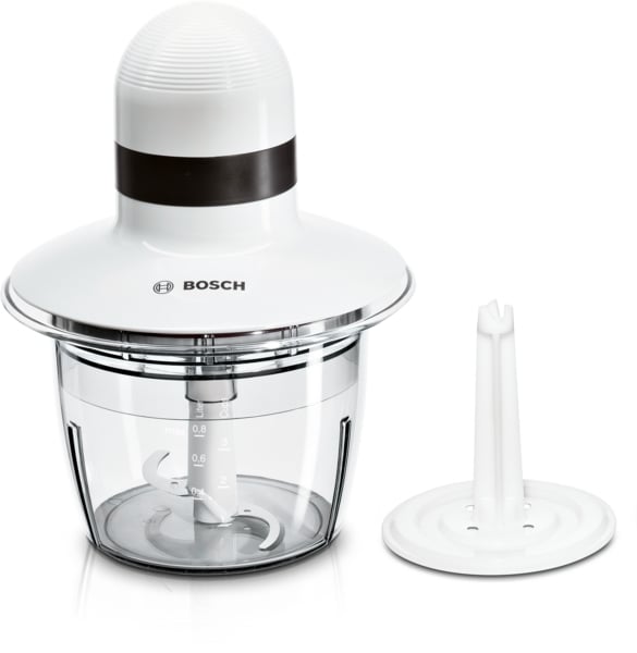Bosch MMR08A1 Minihakker 400W – Kompakt hakkemaskine med piskeskive, hvid