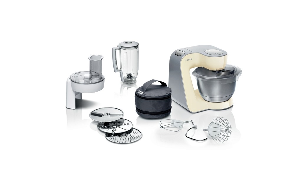 Bosch - Køkkenmaskine, 1000W - MUM58920 - Light Vanilla/Sølv