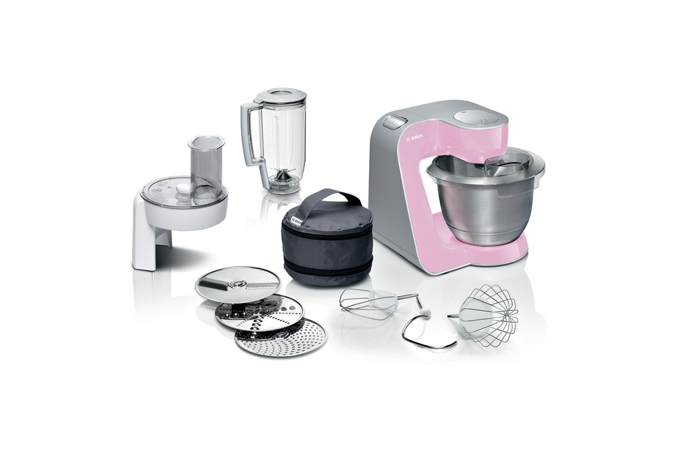 Bosch - Køkkenmaskine, 1000W - MUM58K20 - Pink / Sølv