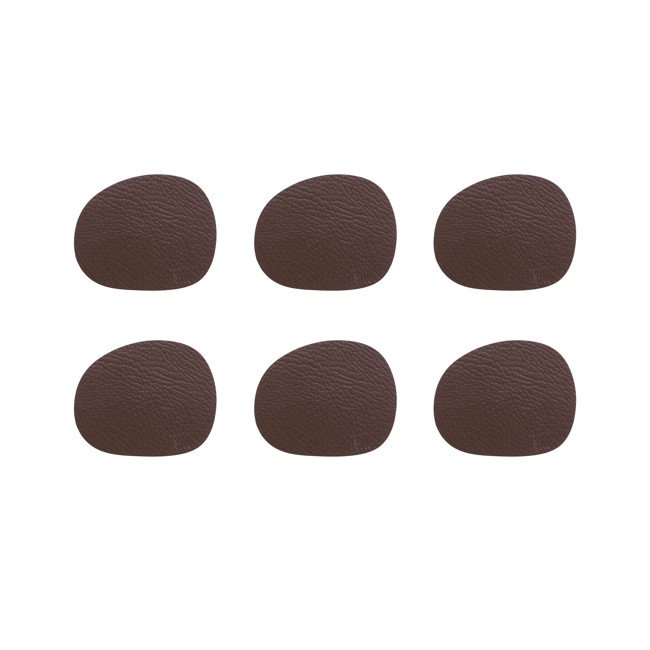 RAW - Set of 6 - Buffalo 95 % Recycled Leather Coaster - Brown (15662)