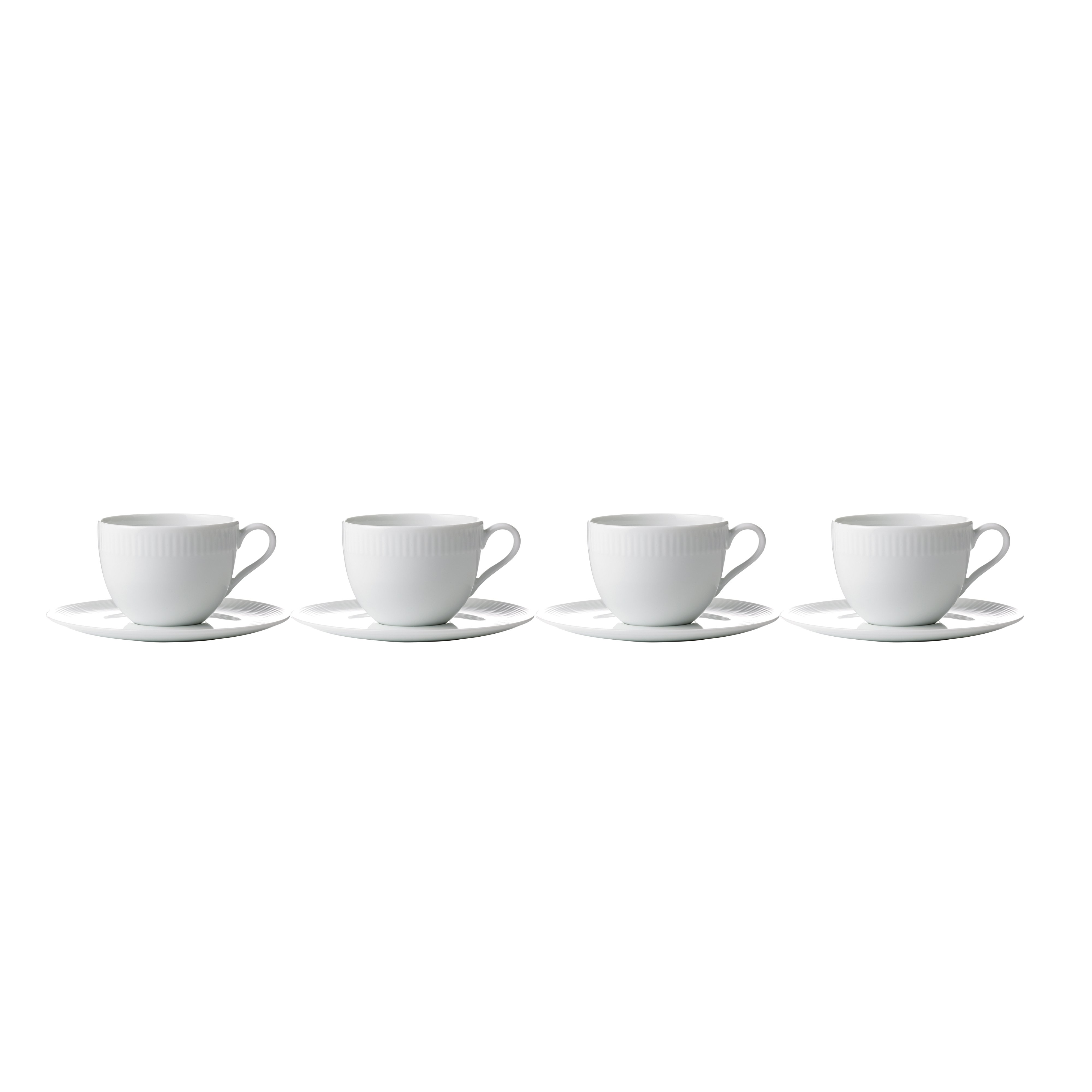 Aida - Relief - Set of 4 - White coffeecup w/saucer 20 cl (35180) - Hjemme og kjøkken