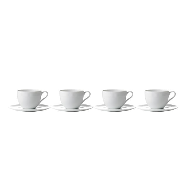 Aida - Relief - Set of 4 - White coffeecup w/saucer 20 cl (35180)