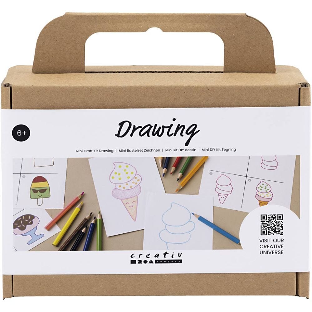 Craft Kit - Mini DIY Kit Tegning - Lær at tegne Søde sager