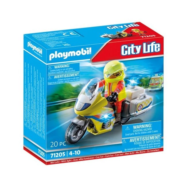 Playmobil - Akutläkare på motorcykel med blinkande ljus (71205)