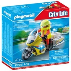 Playmobil - Akutläkare på motorcykel med blinkande ljus (71205)