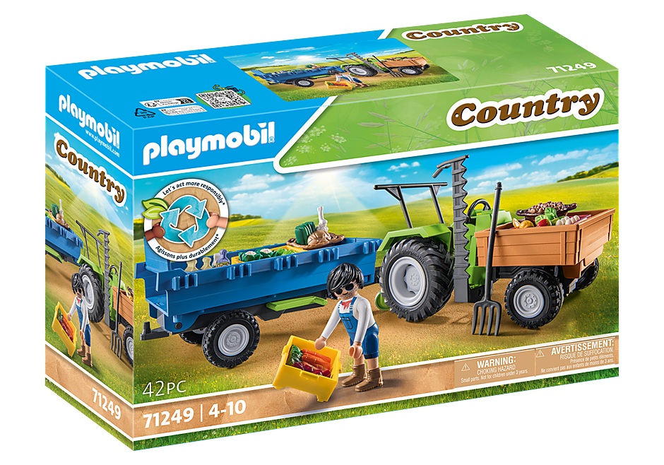 Playmobil - Harvester Tractor with Trailer (71249) - Leker