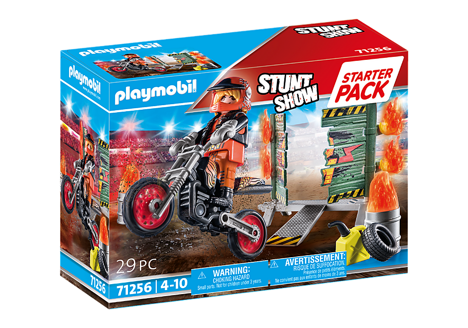 Playmobil - Starter Pack med stuntshow-motorcykel og ildvæg (71256)