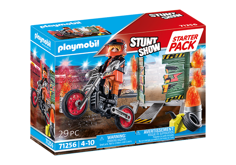 Playmobil - Starter Pack Stuntshow Motorrad mit Feuerwand (71256)