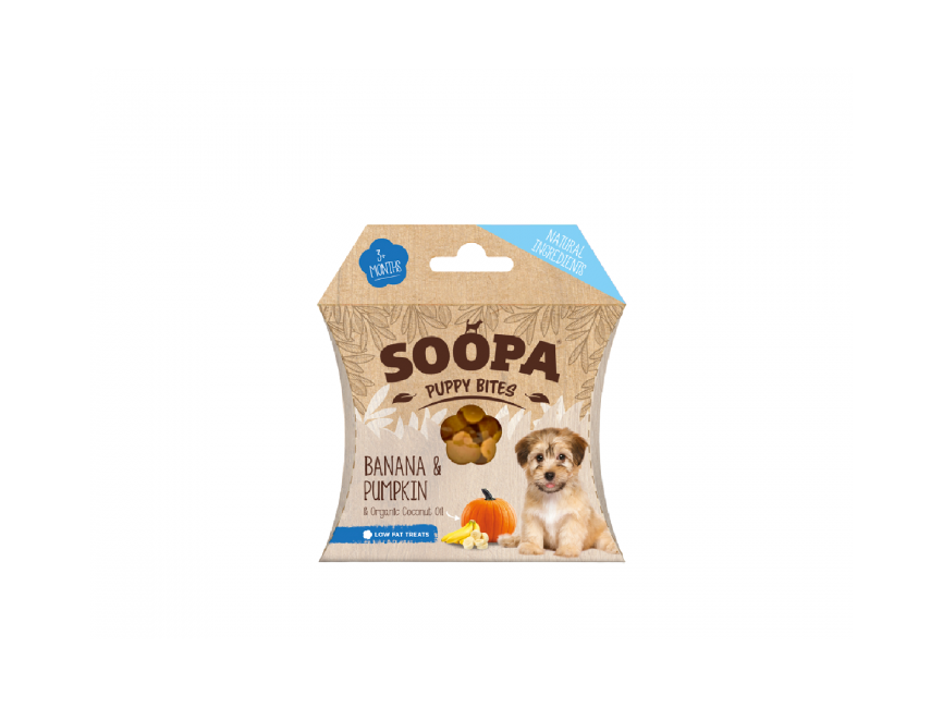 SOOPA - BLAND 4 for 119 -Puppy Bites Banana & Pumpkin 50g