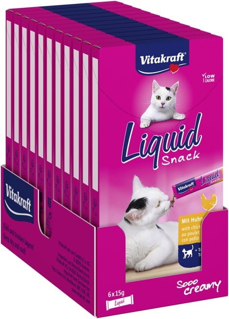 Vitakraft - Katte snacks - 11 x Cat Liquid-Snack kylling + Taurin 90gr