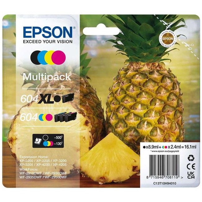Epson - T604 Multipack 4-farvet blæk XL Sort/Std. CMY