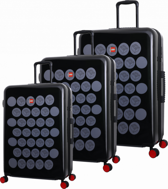 LEGO - ColourBox Brick Dots resväska / vagn-set - 3 delar - Svart/grå