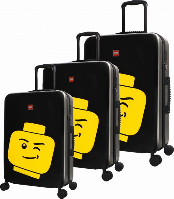 LEGO - ColourBox Minifiguur Hoofd Trolley / Koffer set - 3 Stuks - Zwart
