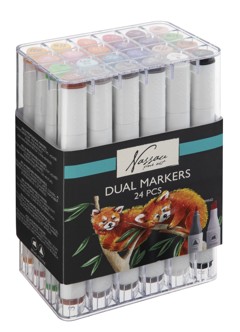 Nassau - Markers Dual Tip 24 pcs  White - (K-AR0104/22GE)