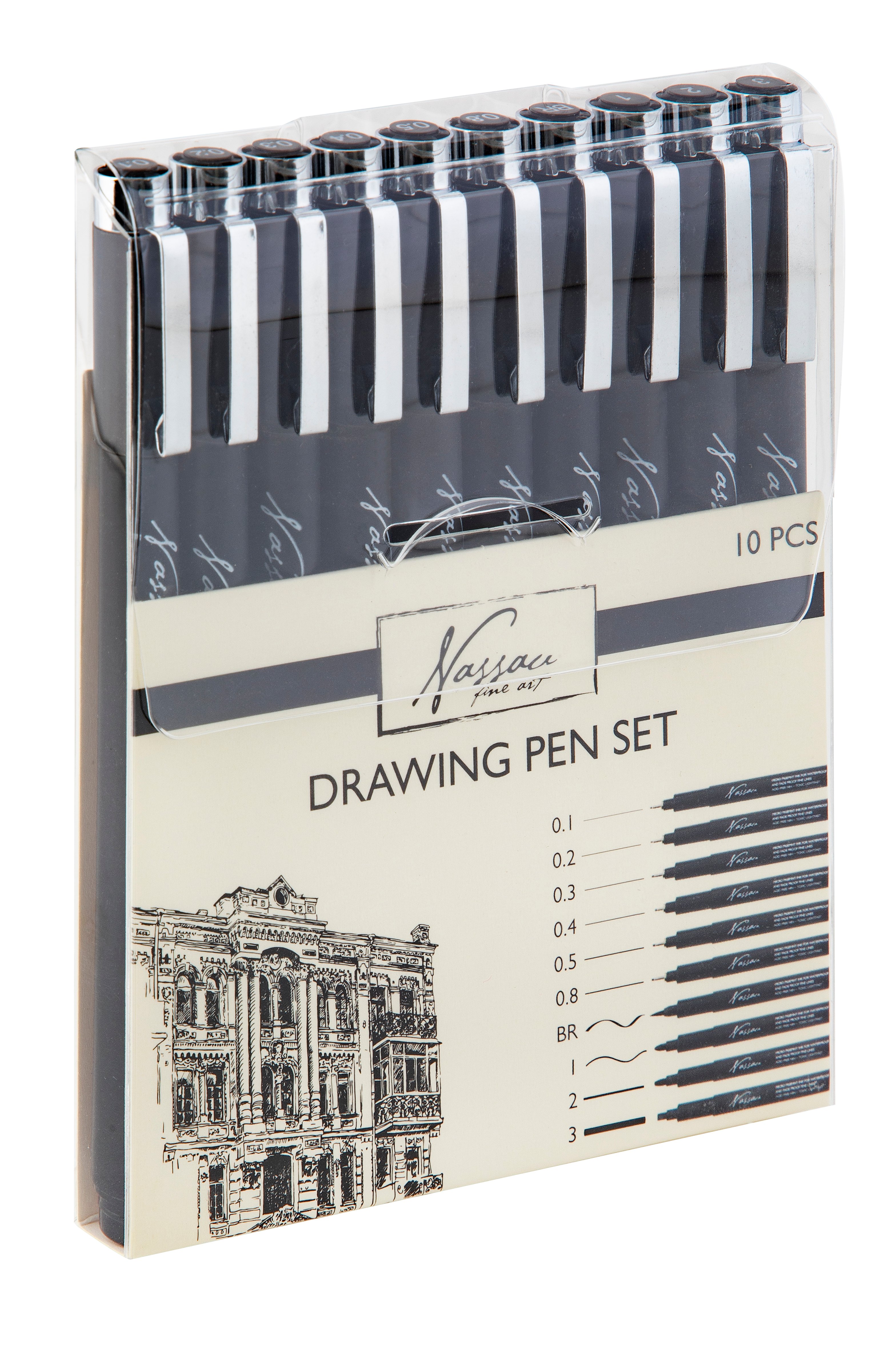 Nassau - Drawing Pen Set Fineliners 10pcs - (K-AR0819/GE) - Leker