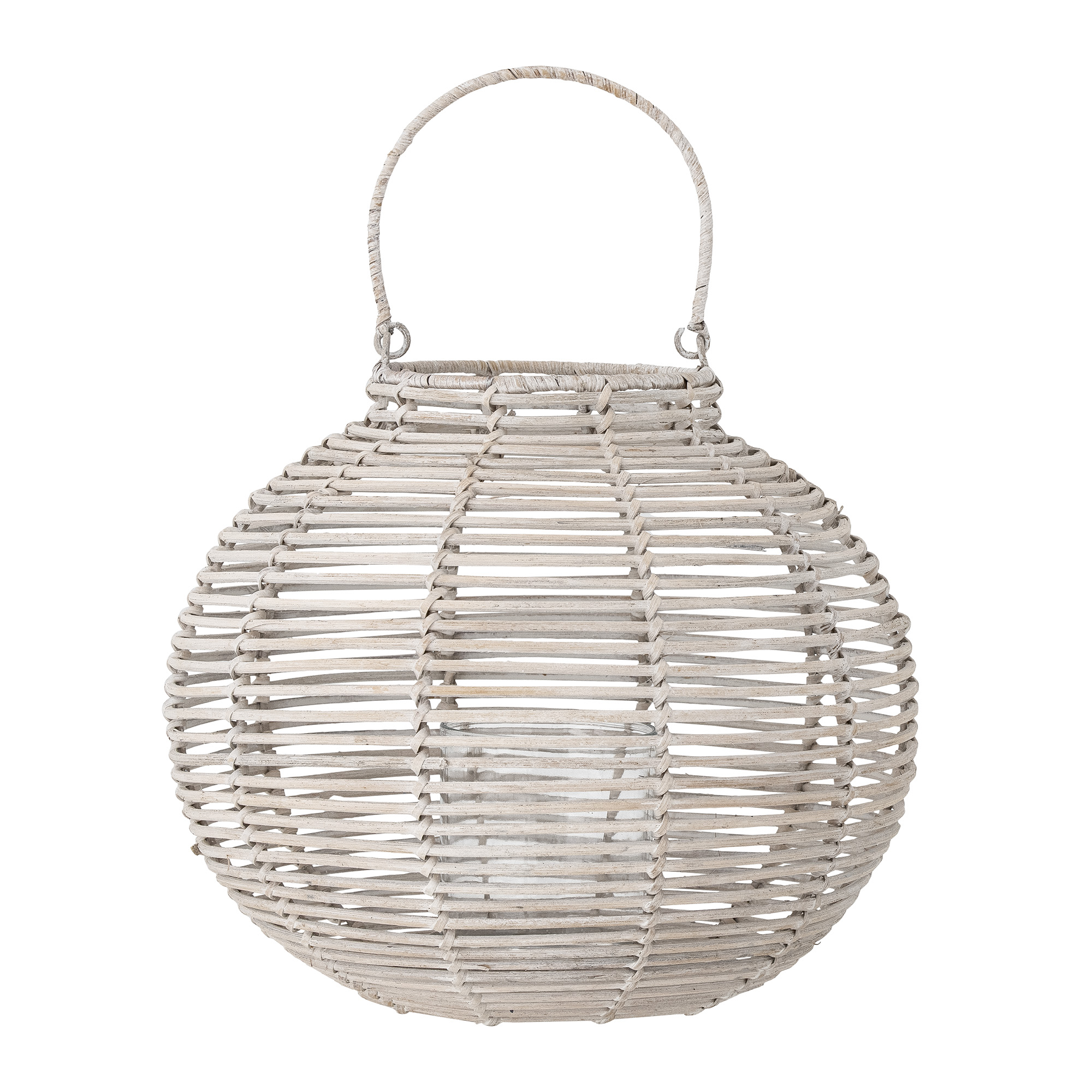 Bloomingville - Malua Lantern w/Glass - White Rattan (82056682) - Hage, altan og utendørs
