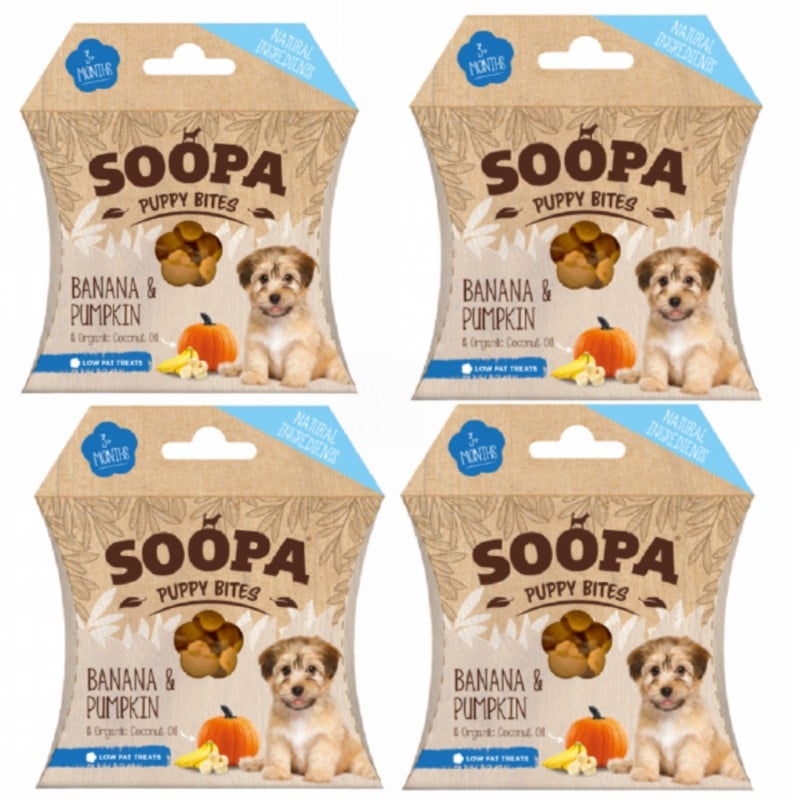 SOOPA - Puppy Bites Banana&Pumpkin 50g x 4 - (SO920821) - Kjæledyr og utstyr