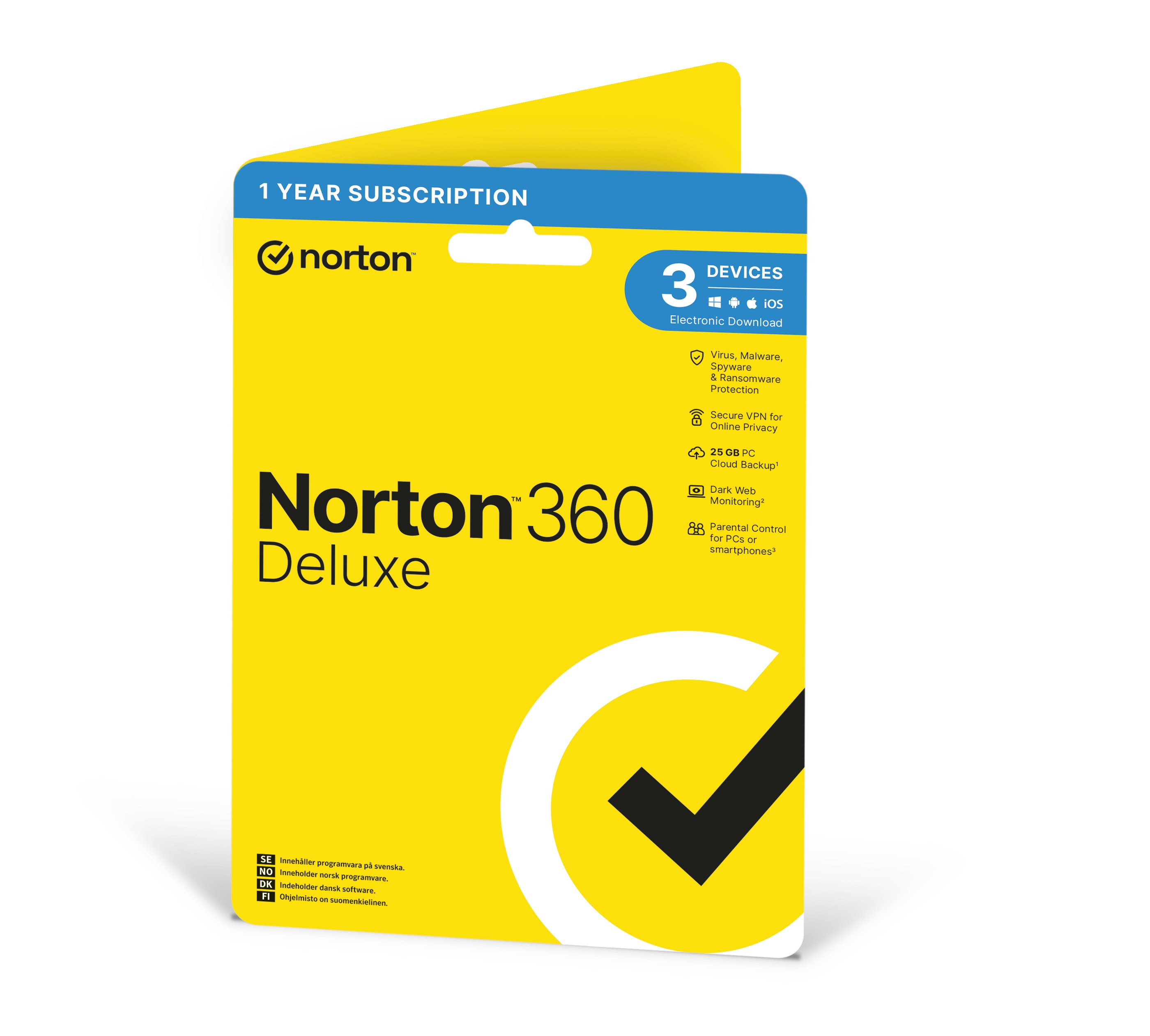 NORTON - 360 Deluxe Antivirus Software - 3 Devices 1 Year - Datamaskiner