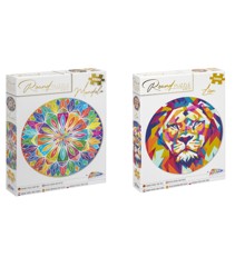 Grafix - Mandala & Lion Round Puzzle 1000 pcs - Diameter 68 cm - Bundle